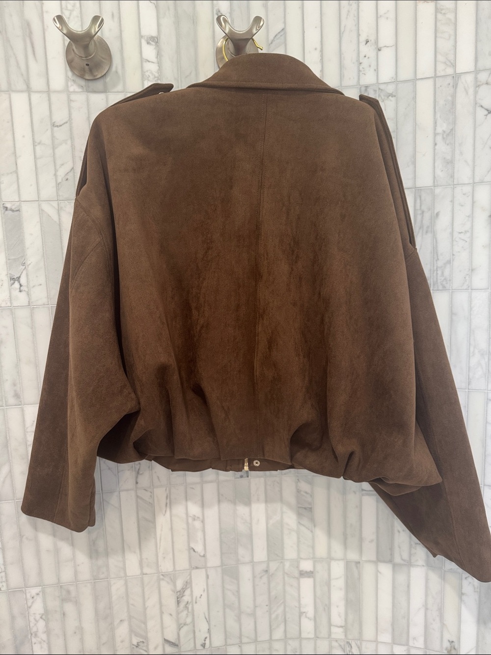 Zara Brown Suede Leather Bomber Jacket - Women's - Picture 5 of 6